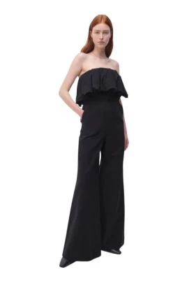Volangdetalj Svart Jumpsuit