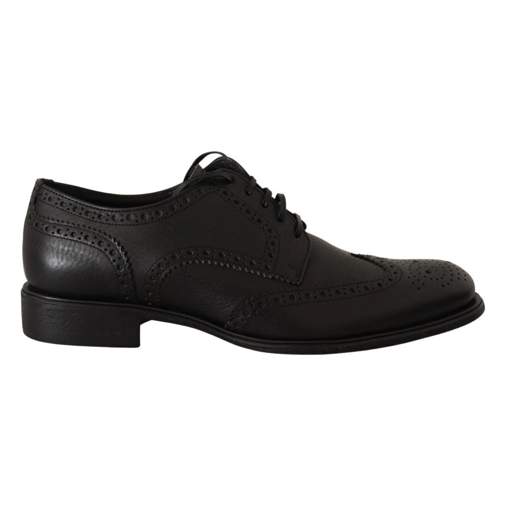 Dolce & Gabbana Svarta Läder Oxford Wingtip Formella Skor Black, Herr