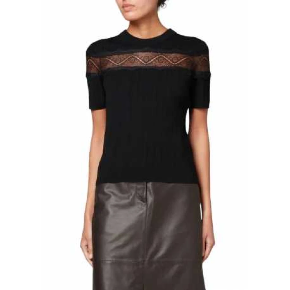 Paul Smith Zwart Kant Gebreide Top Black Dames