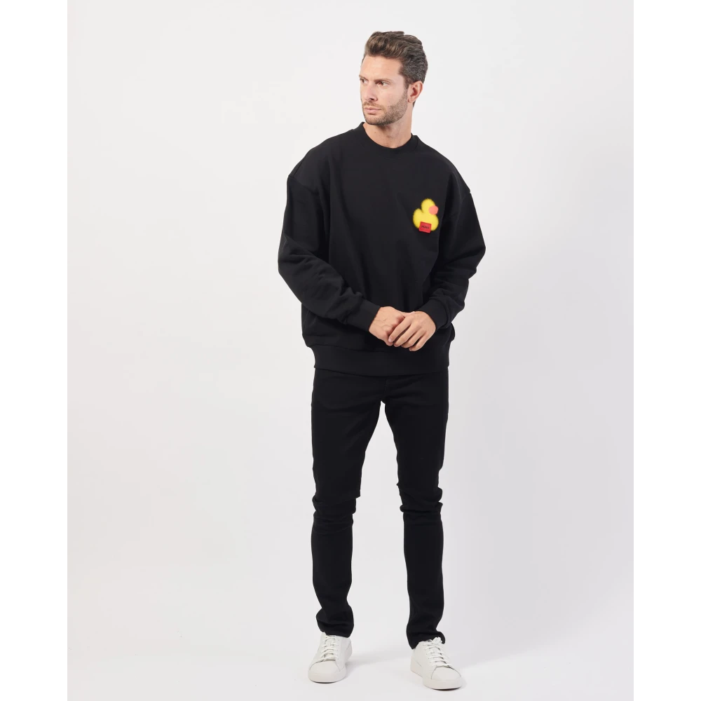 Hugo Boss Zwarte Crewneck Sweater Nieuwe Seizoensprint Black Heren