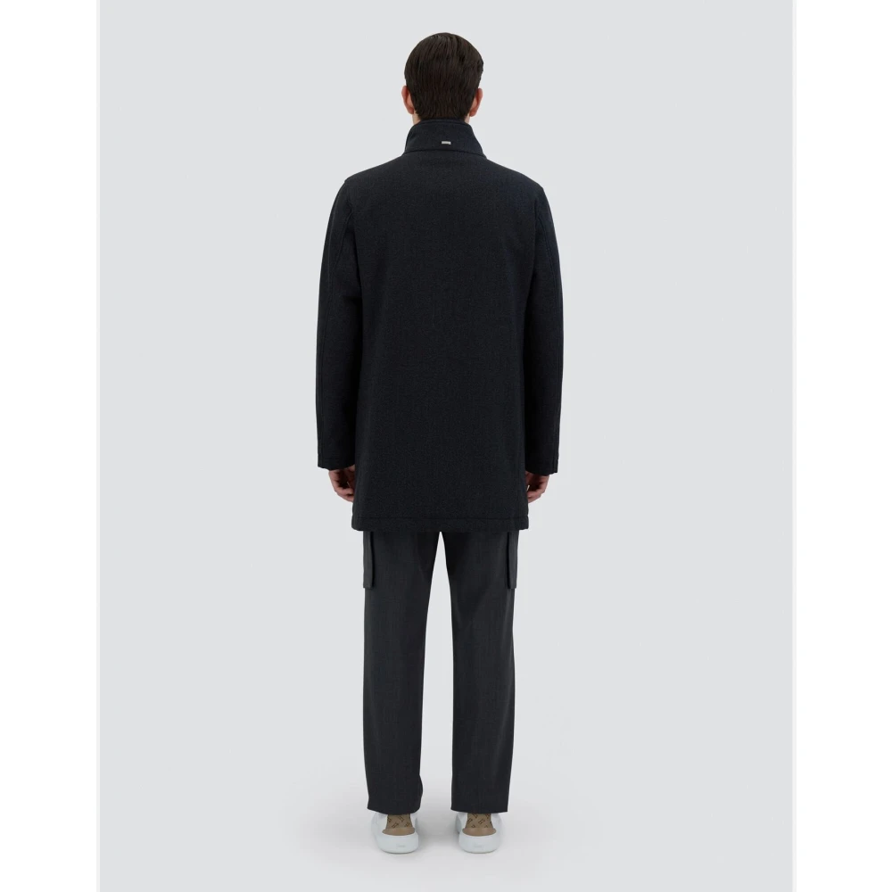Herno Tweed wollen carcoat Black Heren