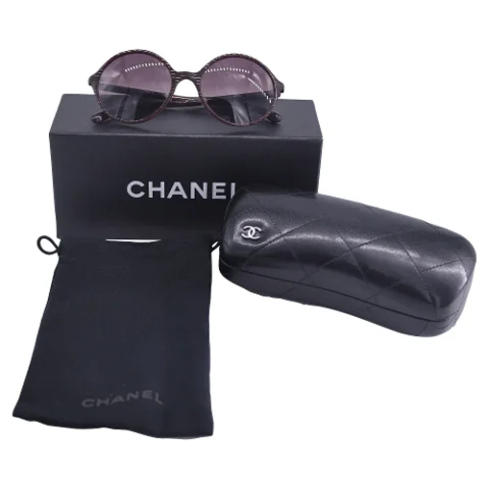 Chanel Vintage Pre-owned Acetate sunglasses Black Dames