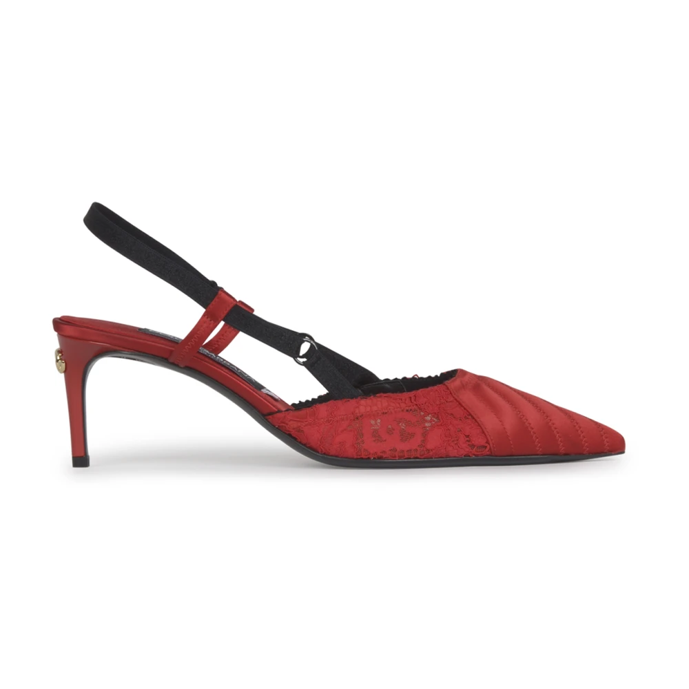 Dolce & Gabbana Lace-Trim Pointed-Toe Sandalen Red Dames