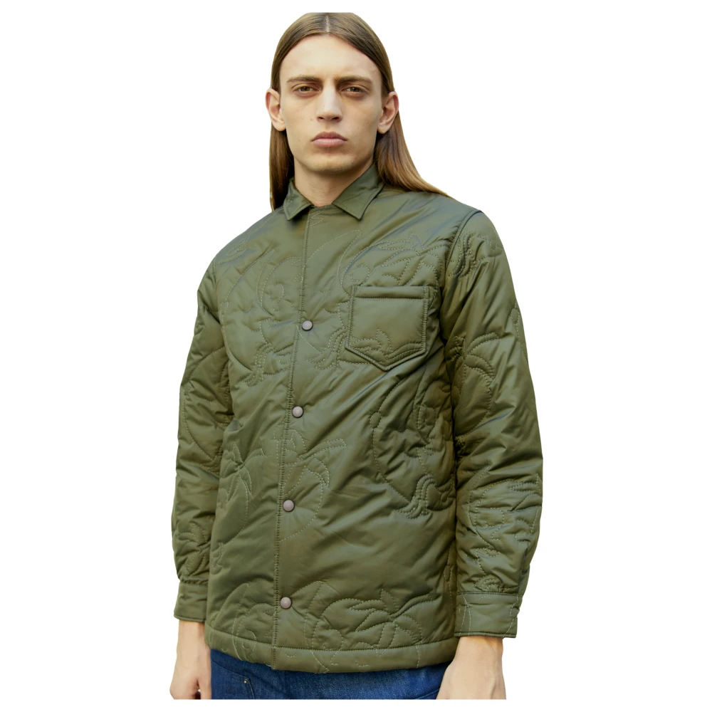 SKY High Farm Gewatteerd Palmboom Overshirt Green Heren