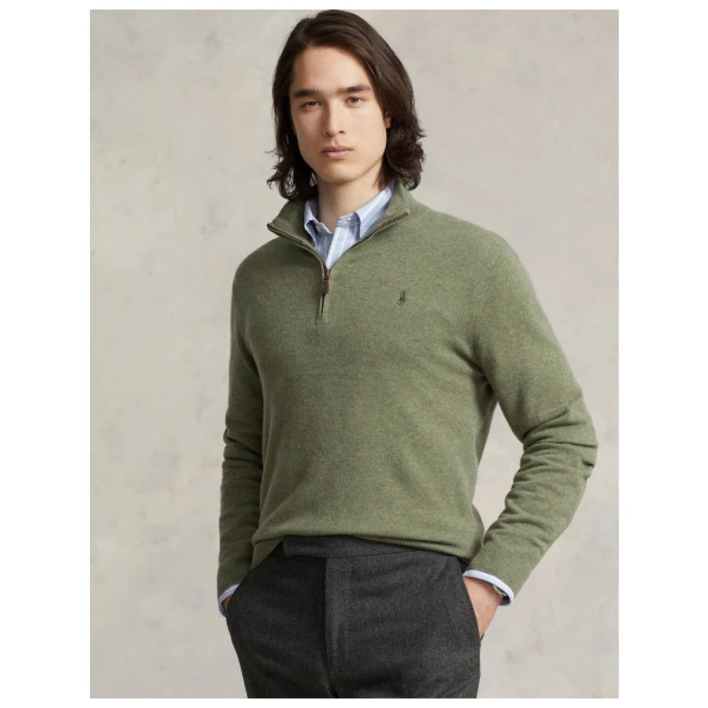 Polo Ralph Lauren Wollen Half-Zip Trui met Geborduurd Logo Green Heren