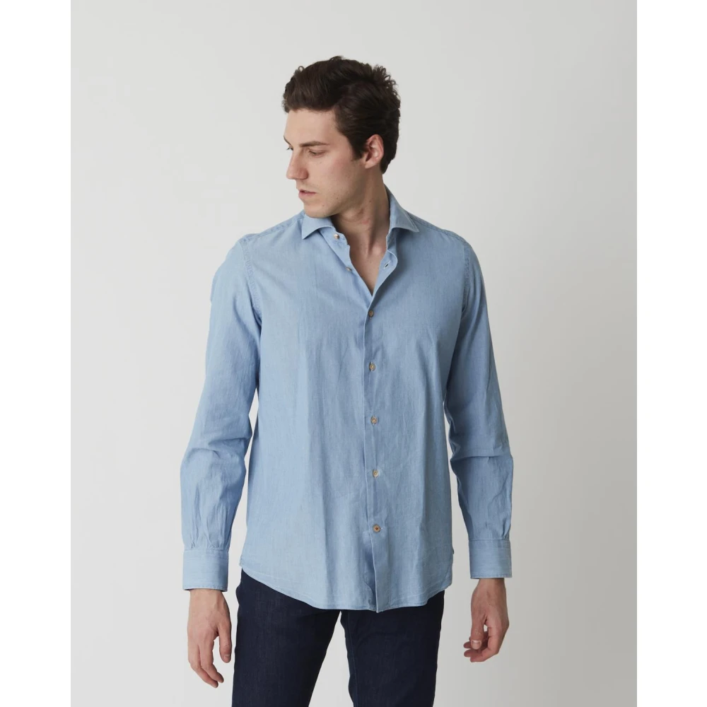 Mazzarelli Casual Shirts Blue Heren