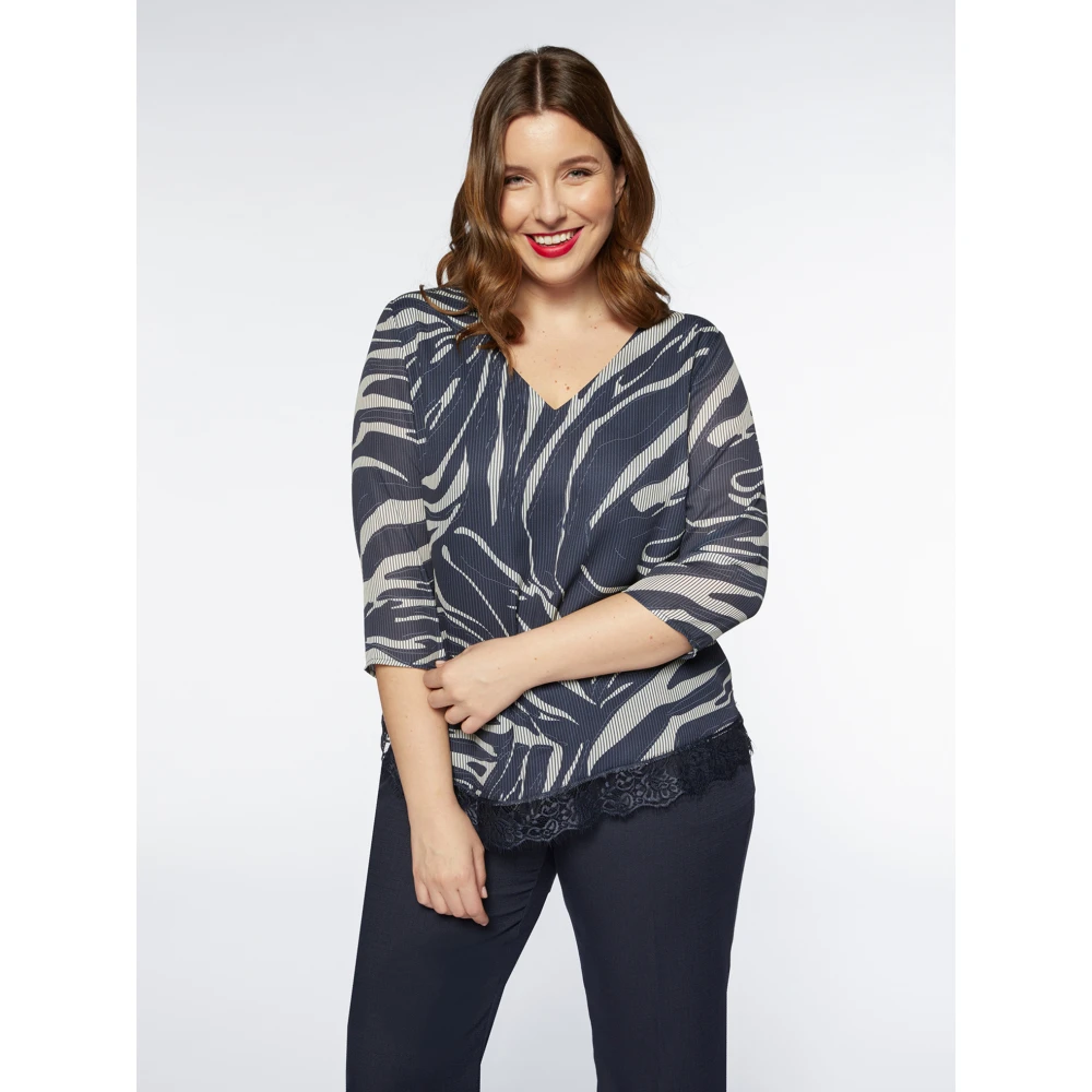 Fiorella Rubino Gedrukte blouse met kanten rand Multicolor Dames