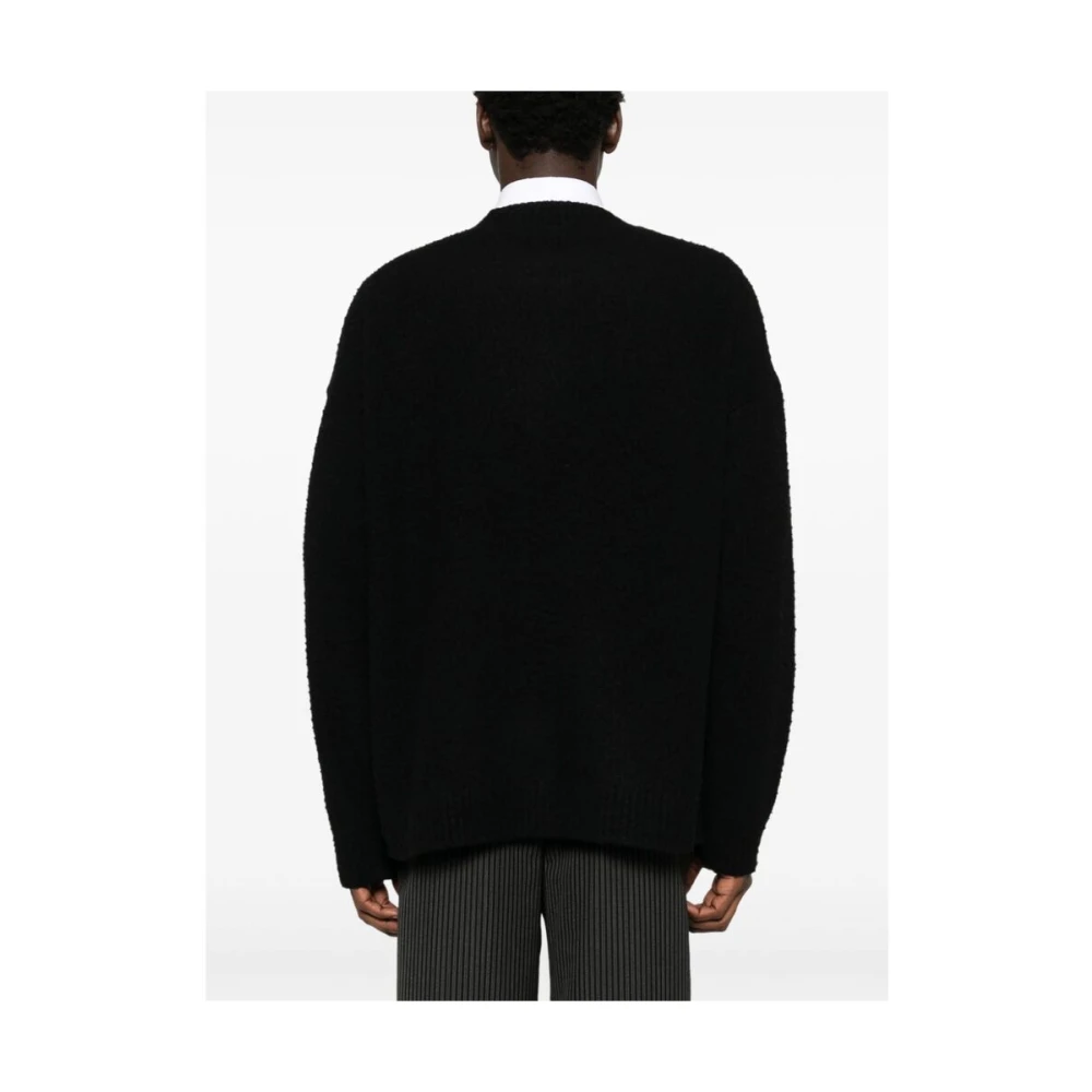 Emporio Armani Zwarte Gebreide Fleece Trui Black Heren