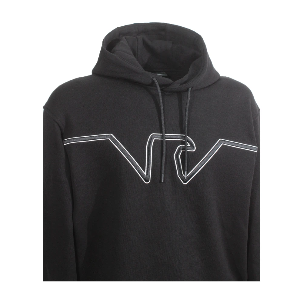 Emporio Armani Zwarte hoodie met reliëflogo Black Heren