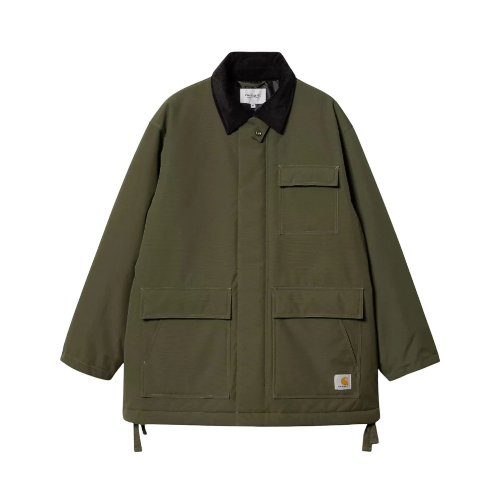 Carhartt WIP Nylonjas met ribfluwelen kraag Green Heren