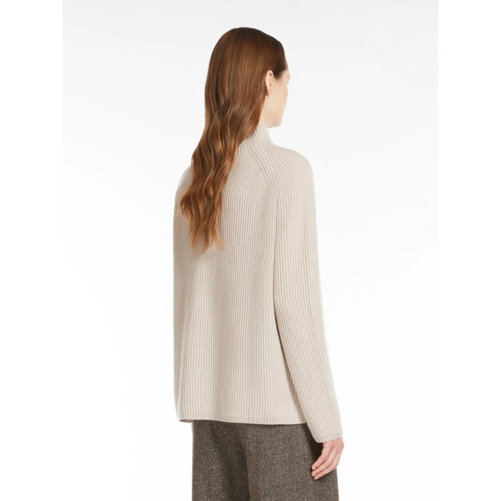 Max Mara Beige Coltrui Ribgebreid Beige Dames