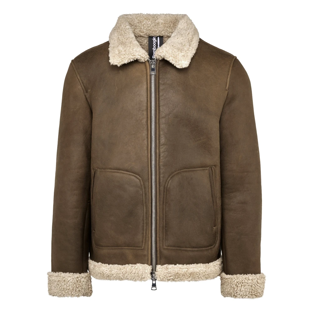 Bomboogie Uomo Marrone - Giacca In Pelle Foderata In Shearling - Jackets - S