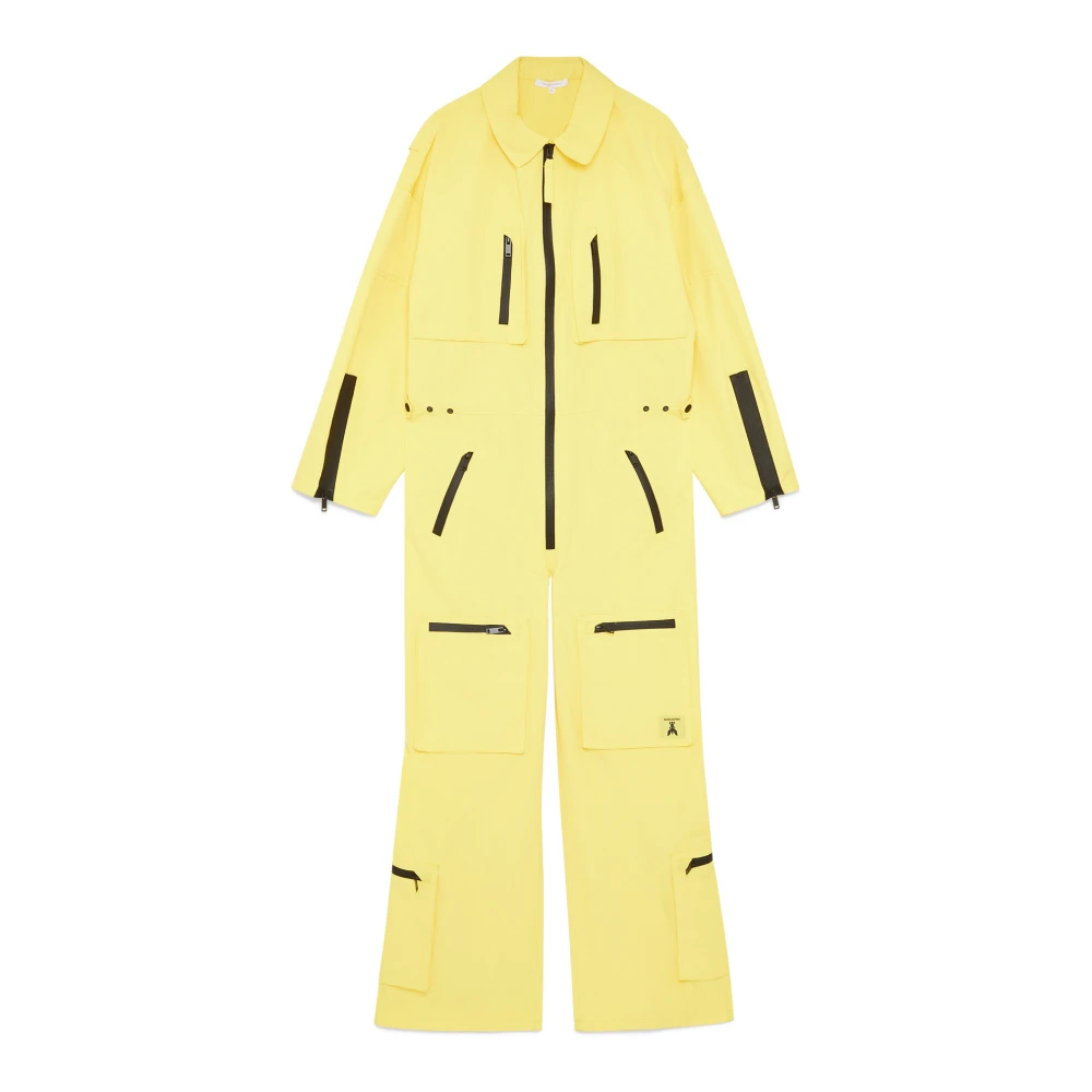 PATRIZIA PEPE Suitpants Technische nylon jumpsuit Yellow Dames