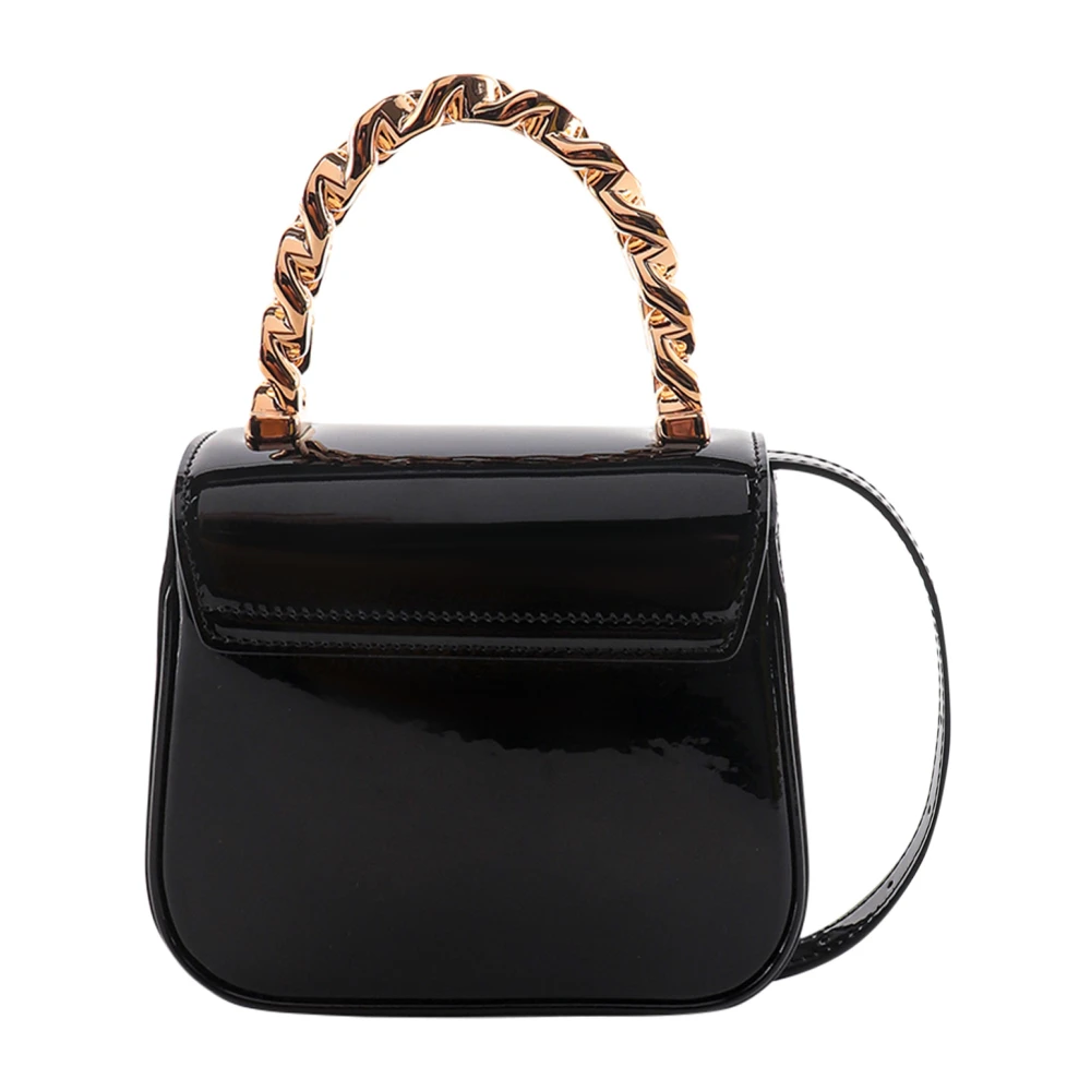Versace Zwarte Leren Handtas met Kettinghandvat Black Dames
