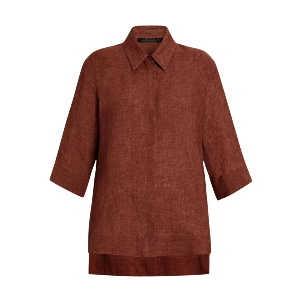 Marina Rinaldi Linnen High-Low Tuniek Zomer Mode Brown Dames