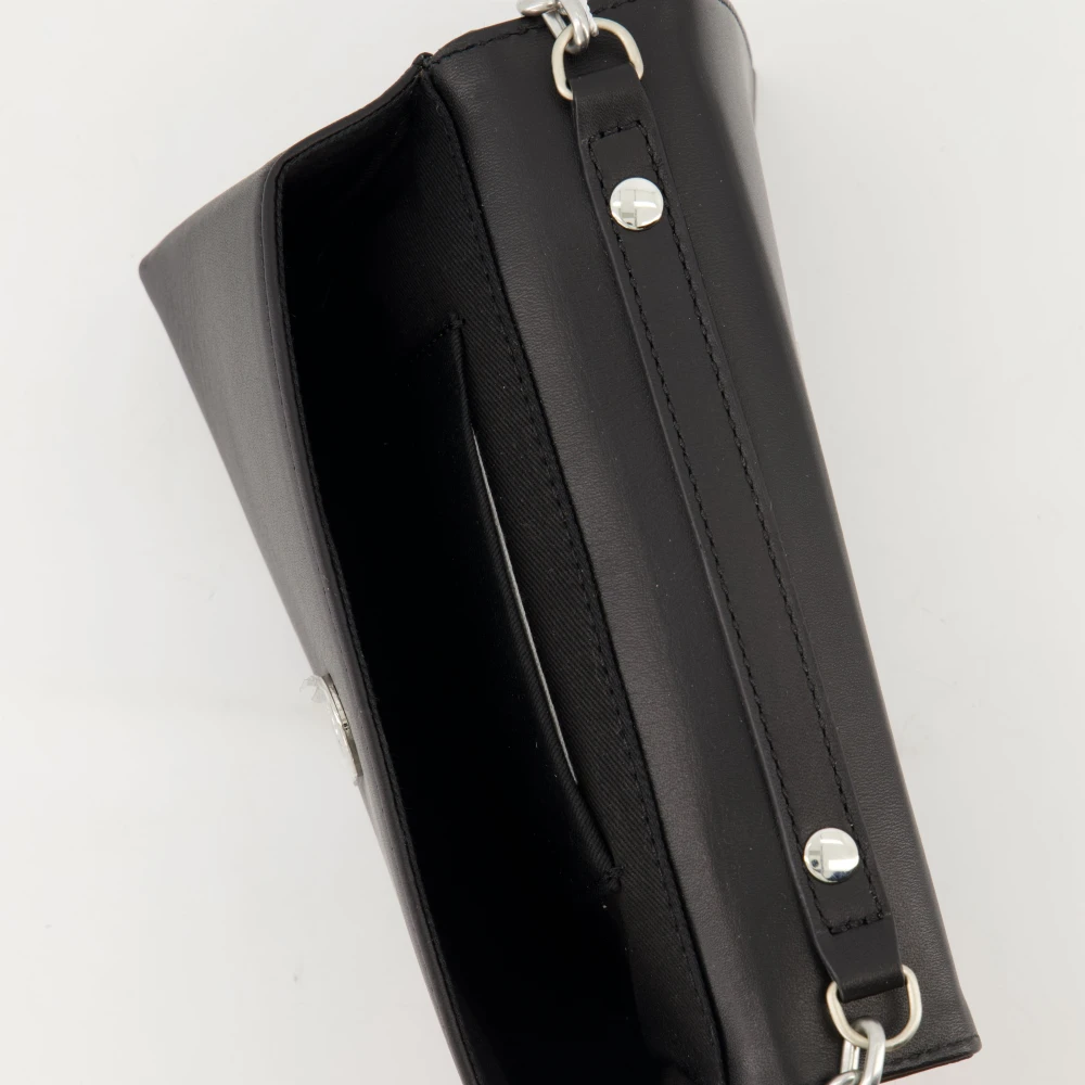 MM6 Maison Margiela Zwarte leren kettingportemonnee Lente-Zomer 2025 Black Dames