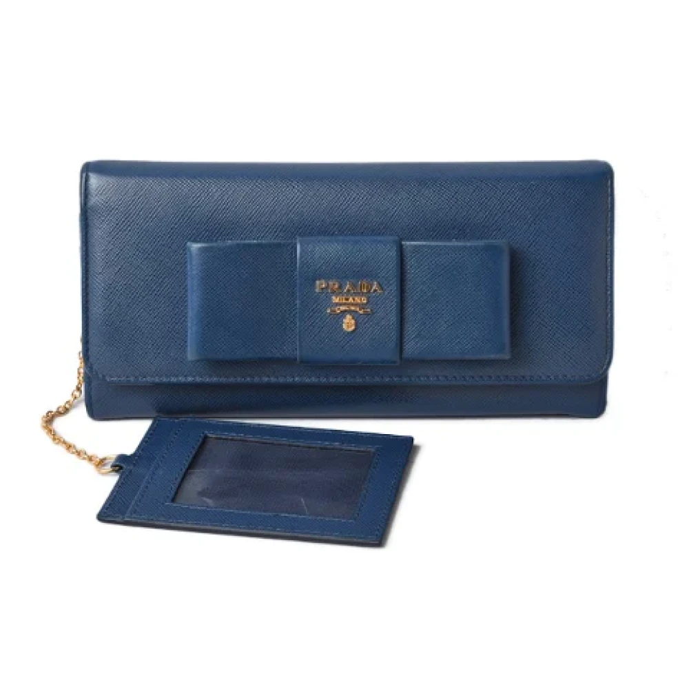 Prada Vintage Pre-owned Leather wallets Blue Dames