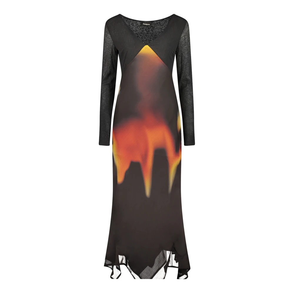 Long-Sleeve Midi Dress - BLACK - S - Image 4