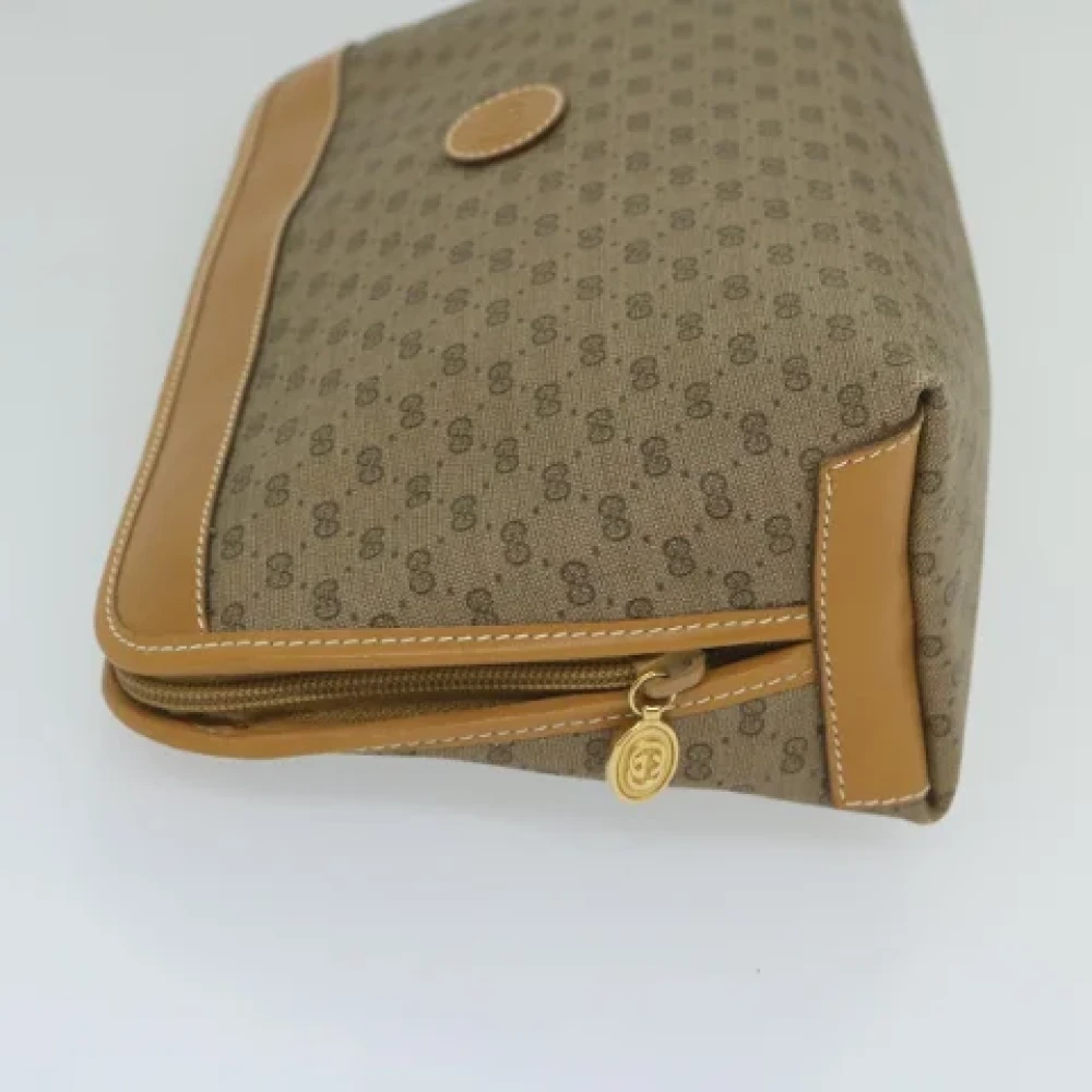 Gucci Vintage Pre-owned Leather clutches Beige Dames