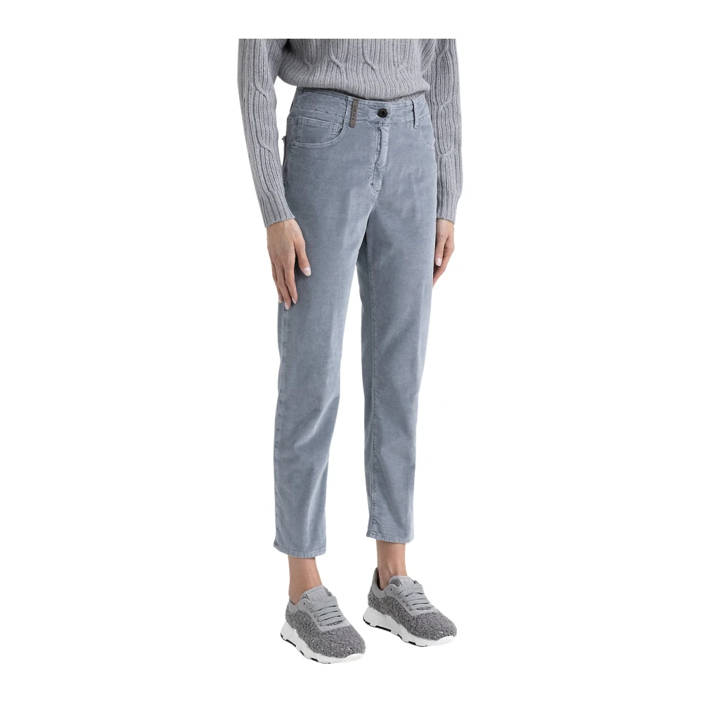 PESERICO Needlecord denim sigarettenbroek Blue Dames
