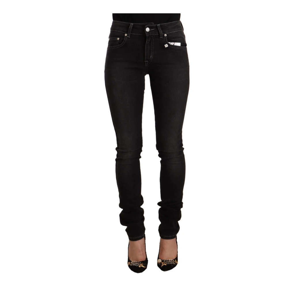 Gianfranco Ferré Women's Black Washed Mid Waist Skinny Jeans