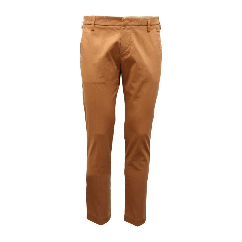 Entre Amis Men's Brown Slim America Trousers Made In Italy