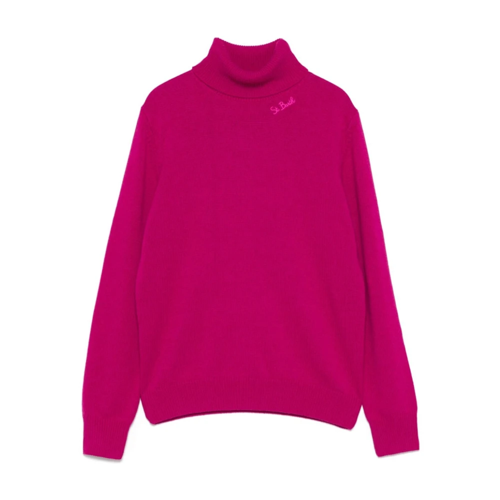 MC2 Saint Barth Fuchsia Gebreide Trui met Rolhals Pink Dames