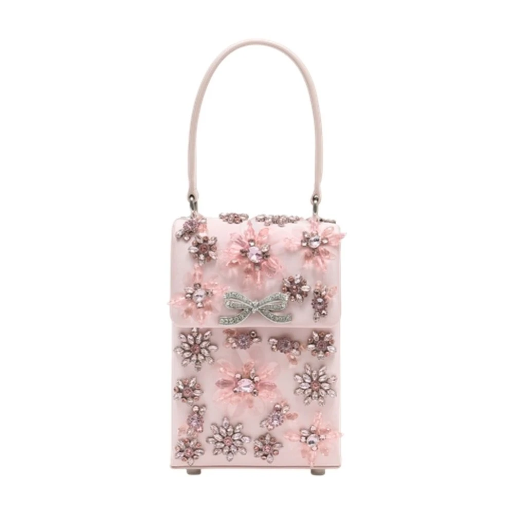 Self Portrait Women's Pink Handbags, One Size, Multi Crystal Mini Bag