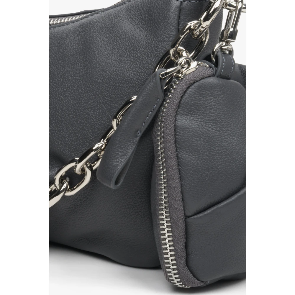 Estro Dames Grijze Ketting Schouder Baguette Tas gemaakt van Echt Leer Er00113721 Gray Dames