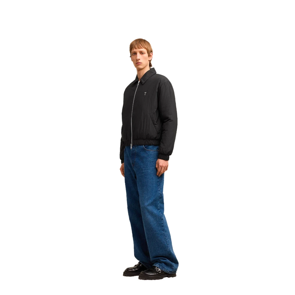Ami Paris Hart Blouson Rits Technische Stof Black Heren