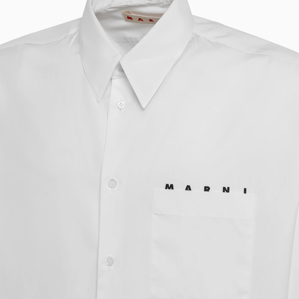 Marni Katoenen Bowling Kraag Shirt White Heren