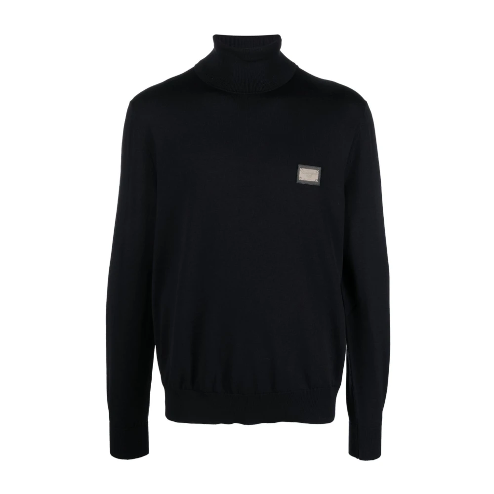 Dolce & Gabbana Men's Blue Wool Turtle-Neck Jumper With Branded Tag - Turtlenecks - 2XL - Knitwear