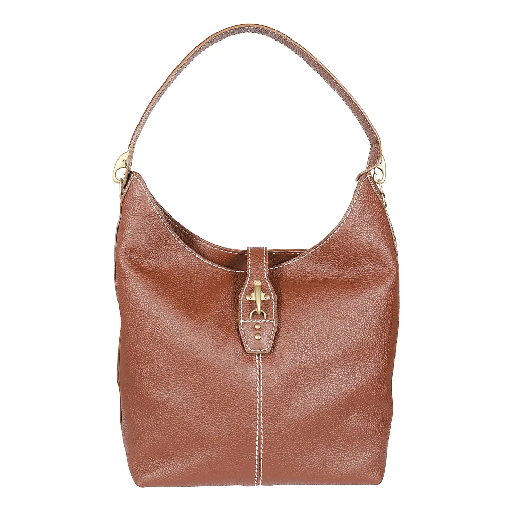 Fay Bruine Gehamerde Leren Hobo Tas Brown Dames