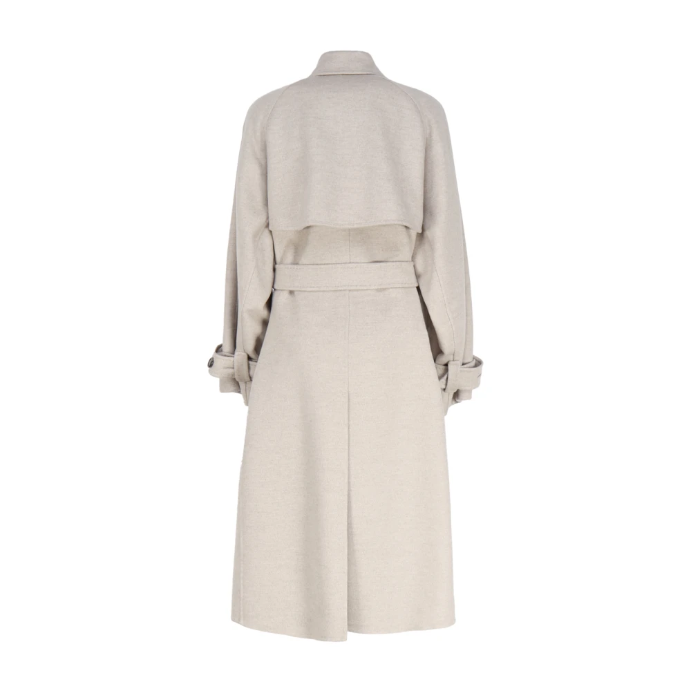 Max Mara Kasjmier Trenchcoat met Dubbele Bavolet Gray Dames