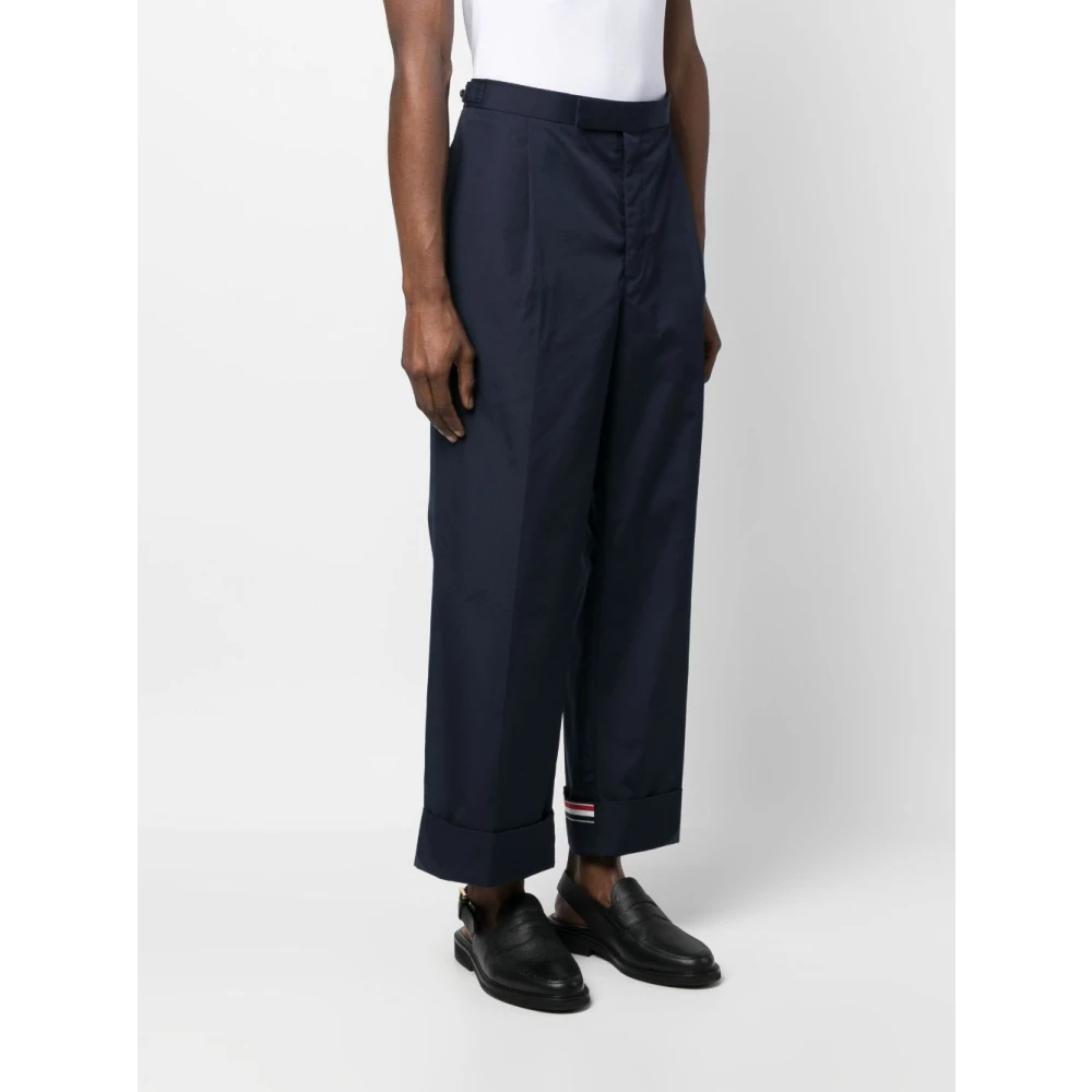 Thom Browne Blauwe Wijde Pijp Geknipte Broek Blue Heren