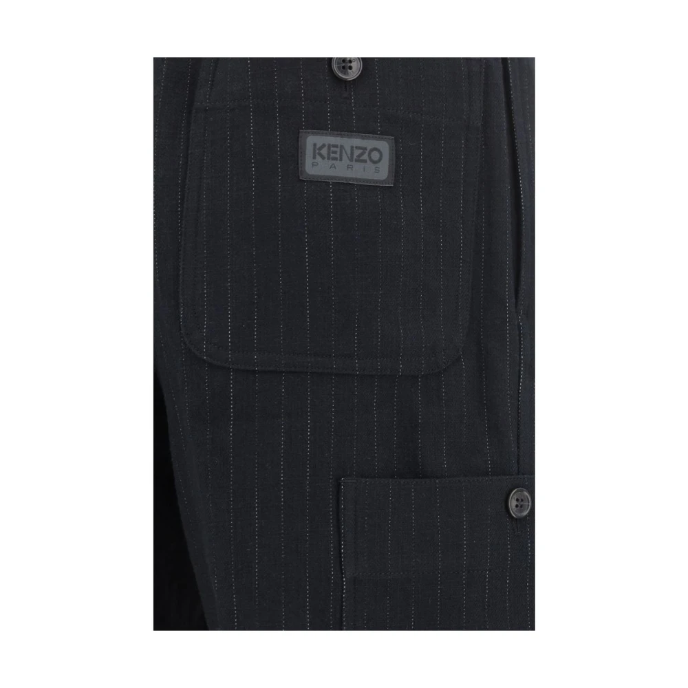 Kenzo Gestreepte katoenen broek met trekkoord taille Black Heren