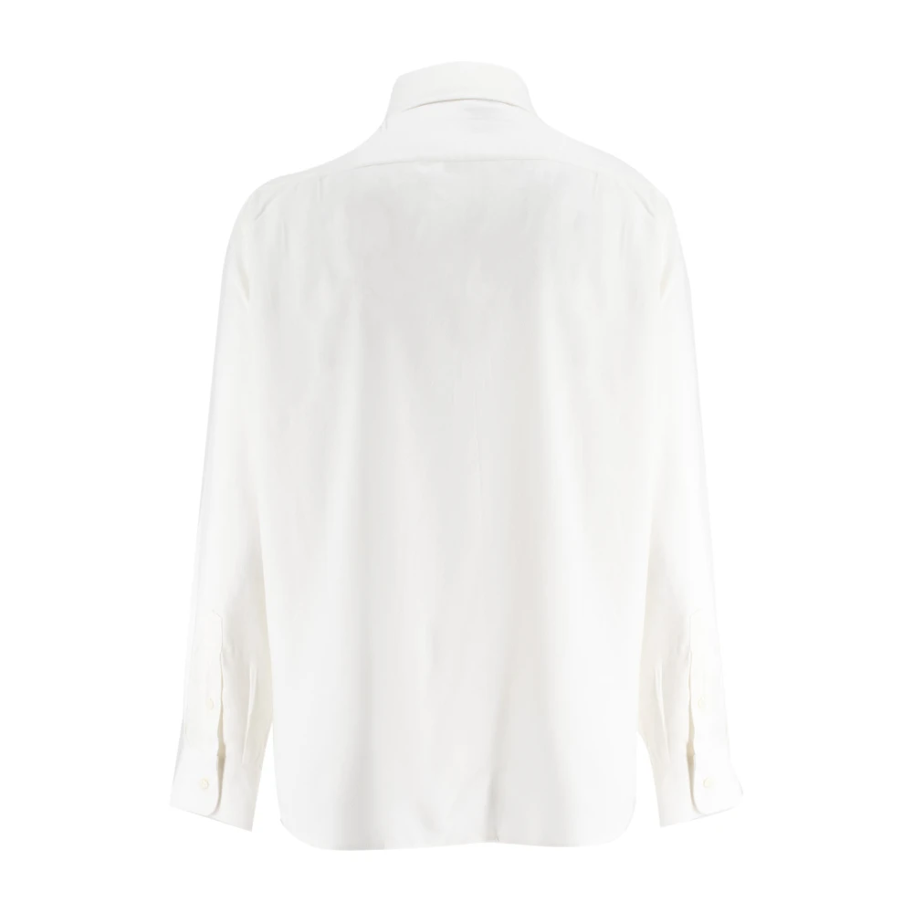 BRUNELLO CUCINELLI Klassieke Fijne Garen Shirt White Heren