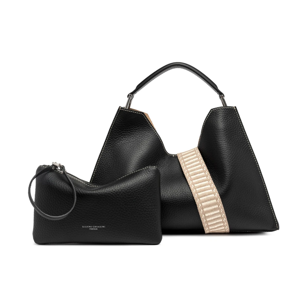 Gianni Chiarini Elegant Aurora Leather Handbag Black Dames