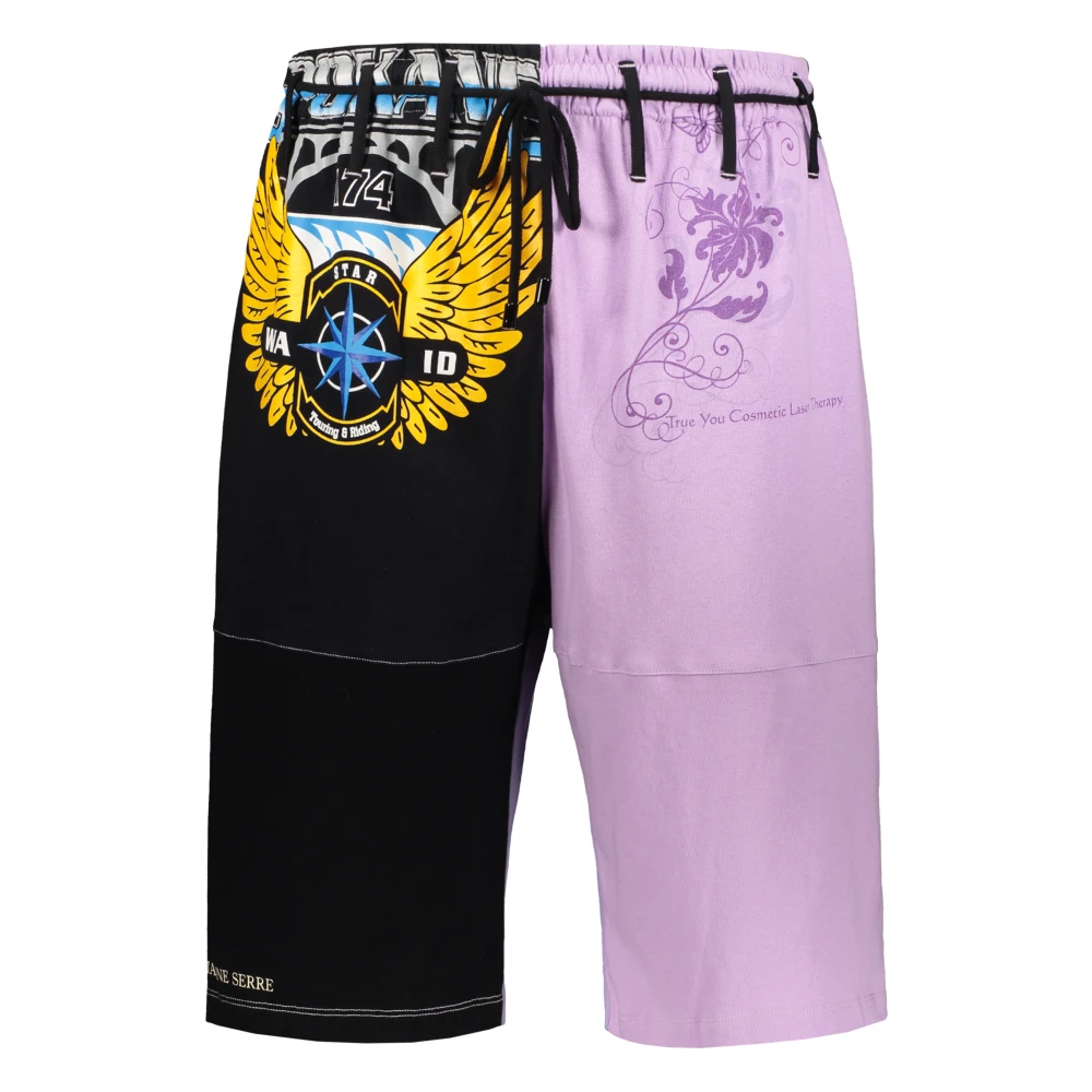 Marine Serre Gedrukte katoenen Bermuda shorts met zakken Purple Heren