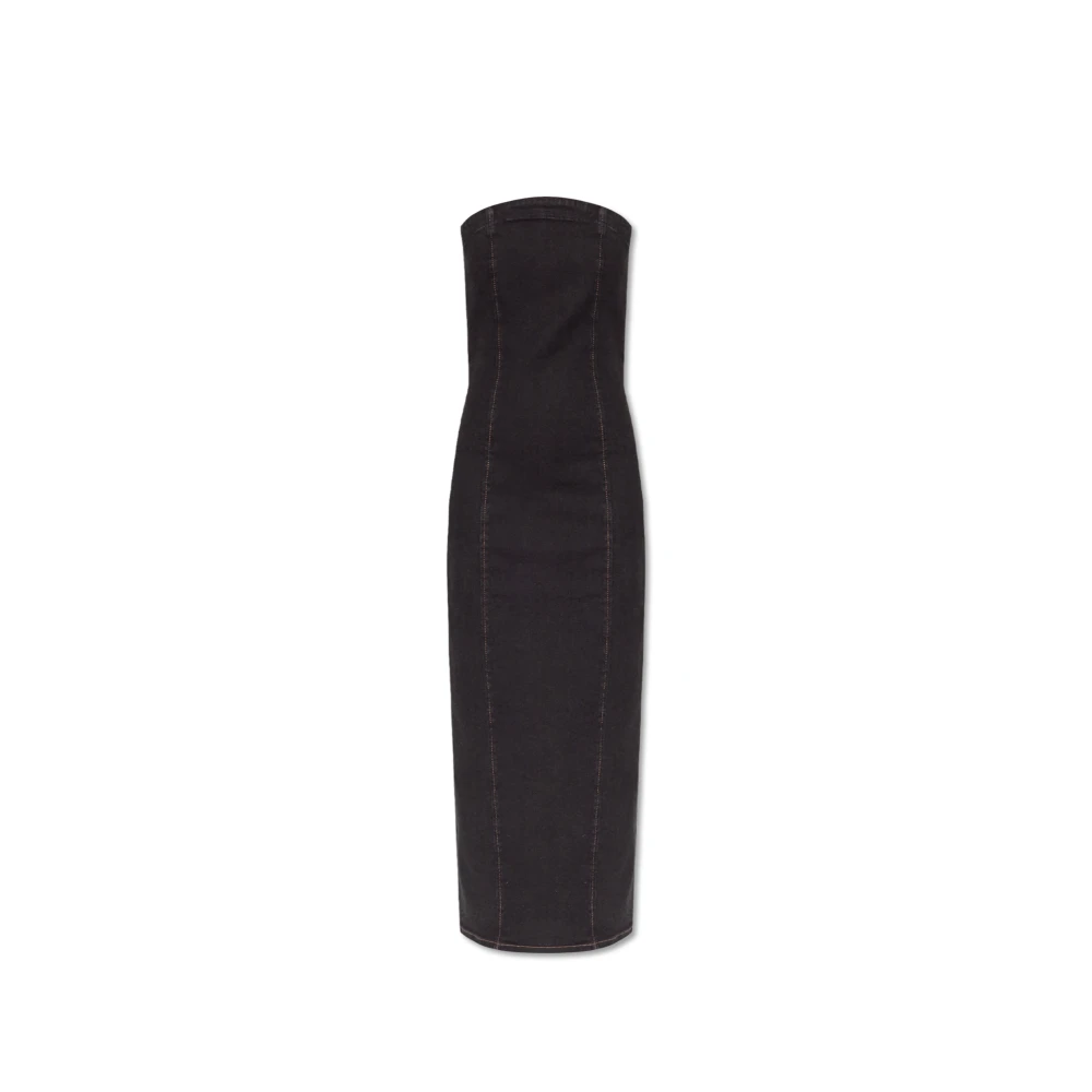 Gestuz Elegante Lange Jurk Donker Zwart Wassen Black Dames