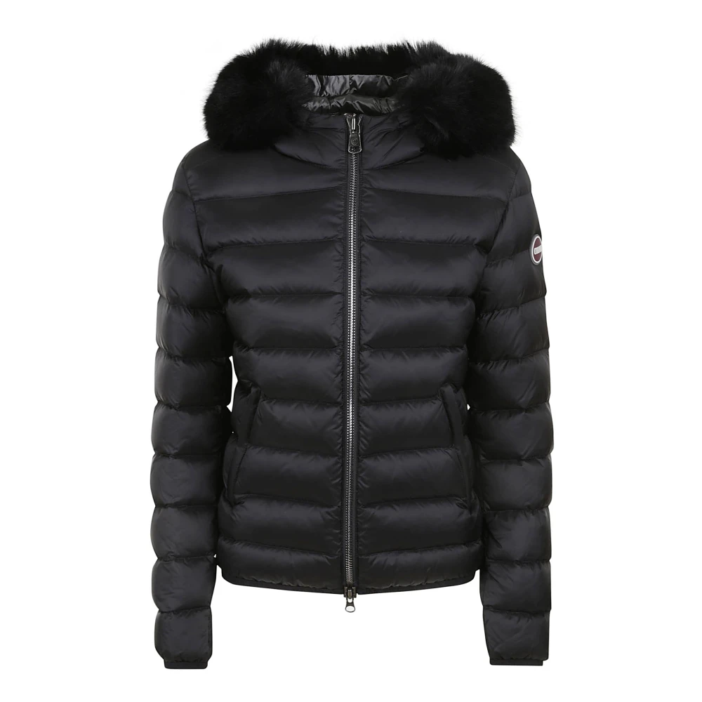 Colmar Zwarte Winterjas met Nepbont Capuchon Black Dames