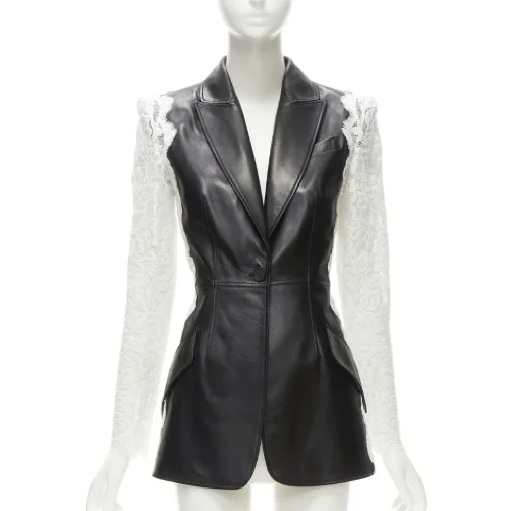 Alexander McQueen Pre-owned Leather outerwear Black Dames