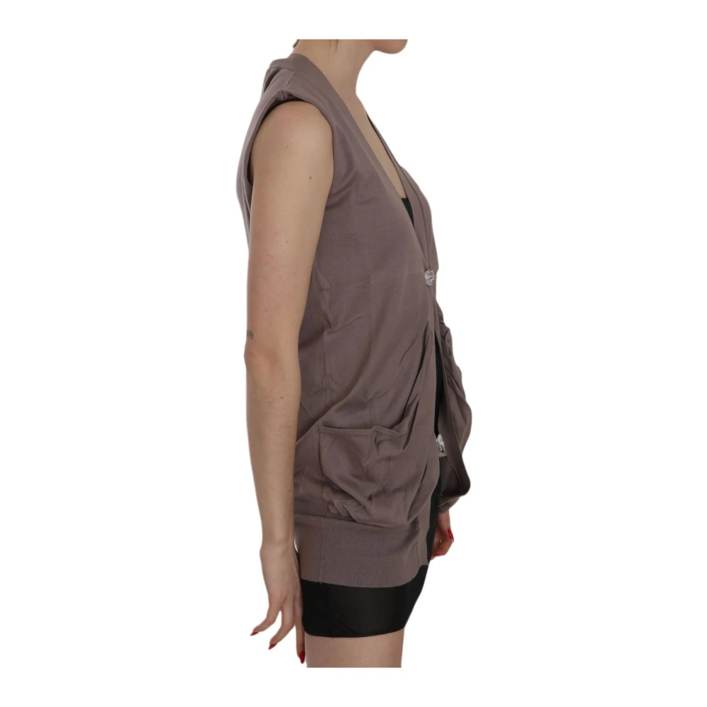 Pink Memories Bruine mouwloze vest met logodetails Brown Dames