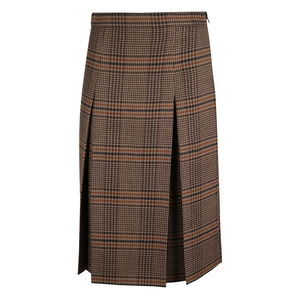 Saint Laurent Women's Brown Prince Of Wales Midi Skirt