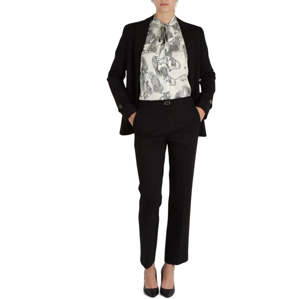 Twinset Logo Plaque Viscose Jacket Black Dames
