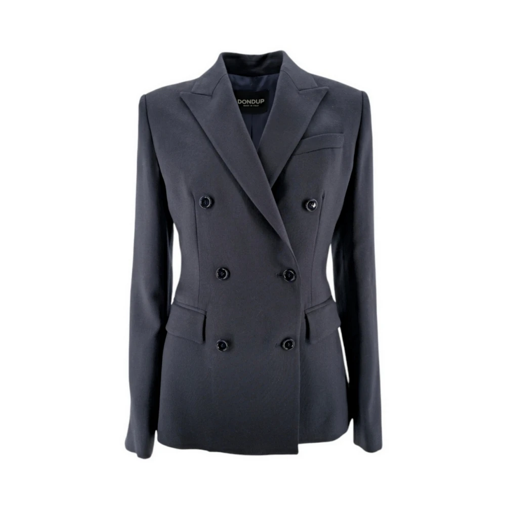 Dondup Blauwe Dubbelrijige Wollen Blazer Jas Blue Dames