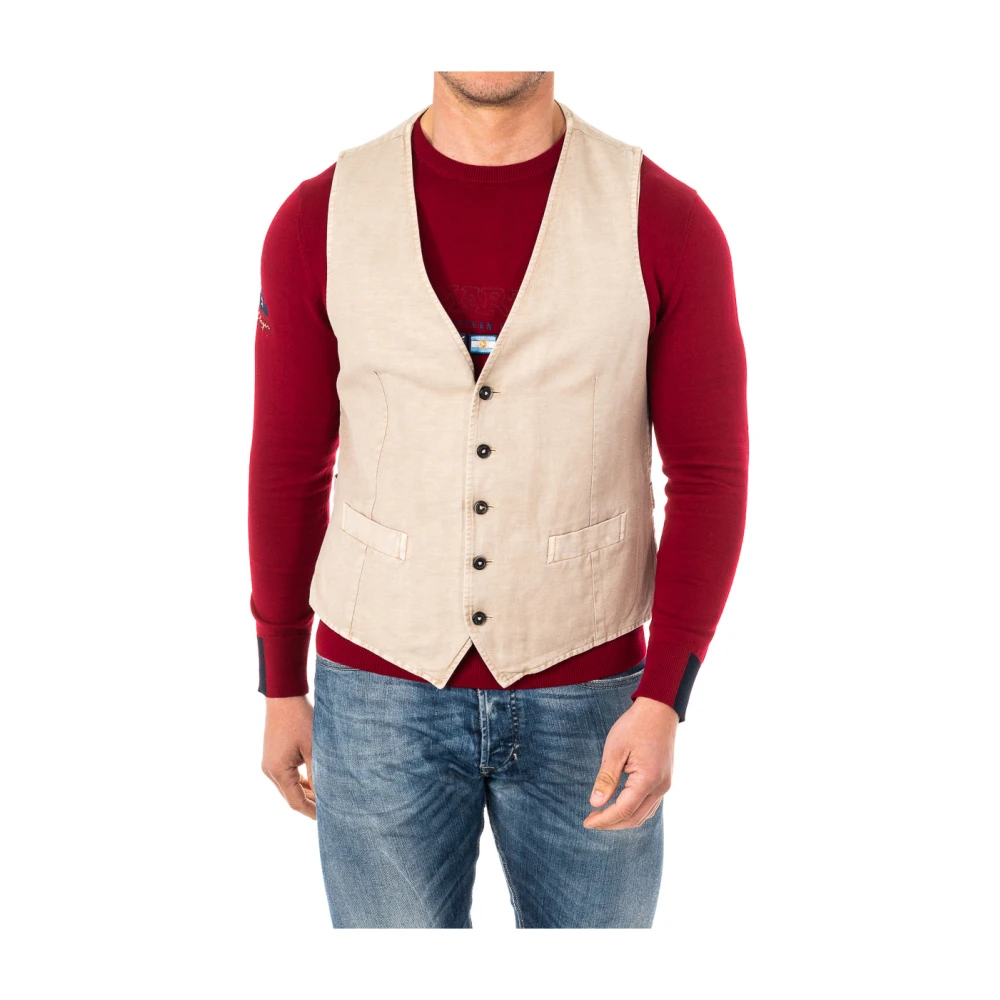 La Martina Men's Beige Waistcoats, M, Suit Vest