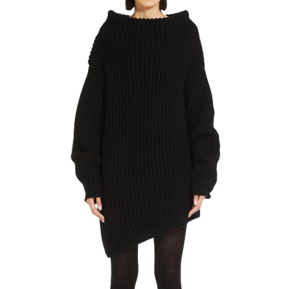Max Mara Zwarte Oversized Gebreide Jurk Black Dames