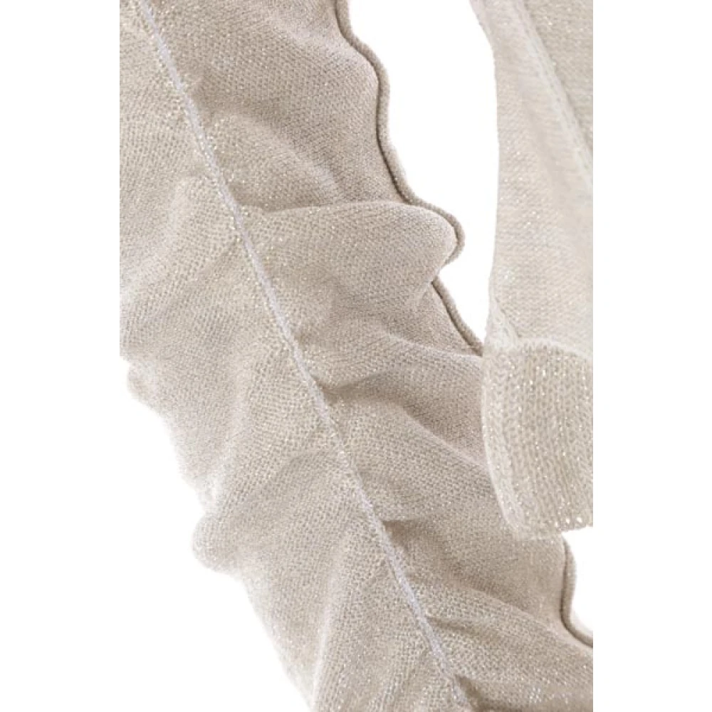 Cormio Zilveren Lurex Cardigan met Ruitpatroon Beige Dames