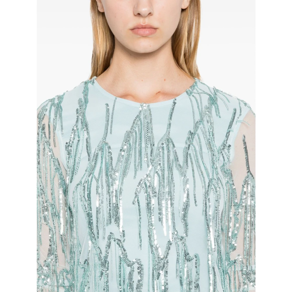 Rotate Birger Christensen Pailletten Mini Jurk Blue Dames